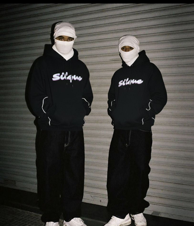 Silquie Pink™ Oversize Black Hoodie – Signature Front & Back